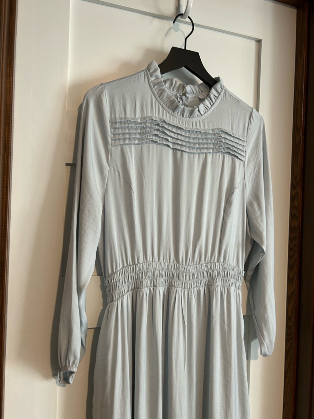 Sweet Salt Light Blue Pin tuck yoke detail Ruffle Hem Midi Dress Size Large New - Picture 3 of 7